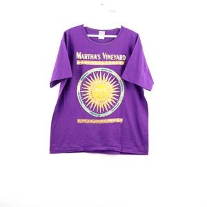 Vtg 90s Womens Marthas Vineyard Gold Foil Shirt